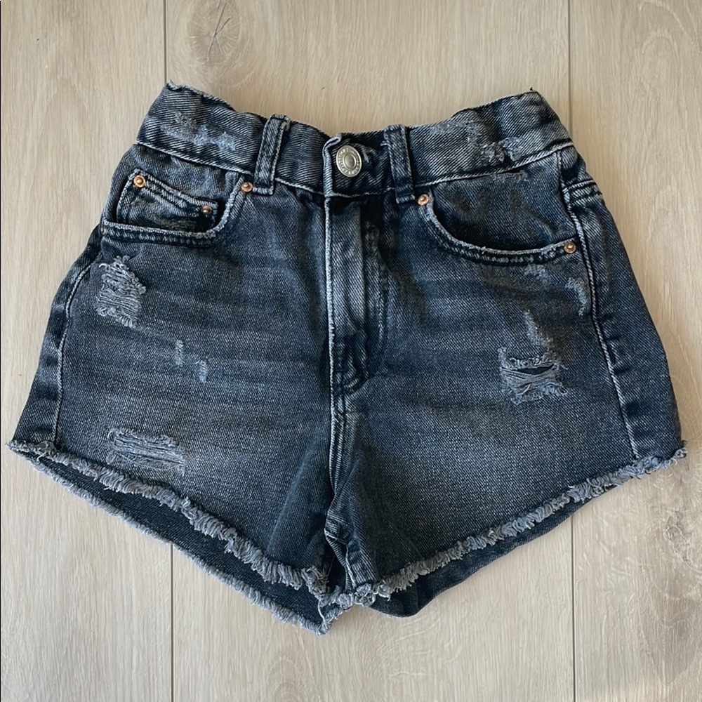 Zara Black High-Waisted Distressed Shorts